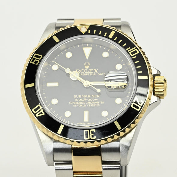 Rolex Submariner 16613 Stainless & Gold Black Dial Watch 2007