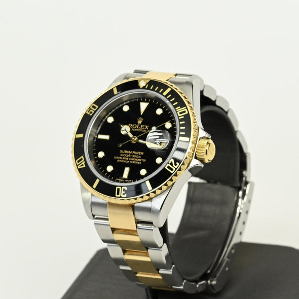 Rolex Submariner 16613 Stainless & Gold Black Dial Watch 2007