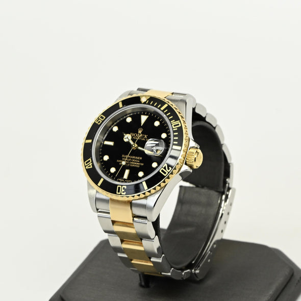 Rolex Submariner 16613 Stainless & Gold Black Dial Watch 2007