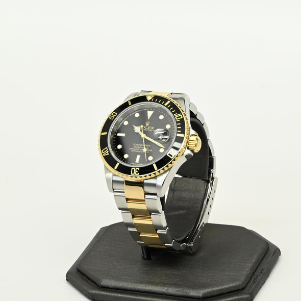 Rolex Submariner 16613 Stainless & Gold Black Dial Watch 2007