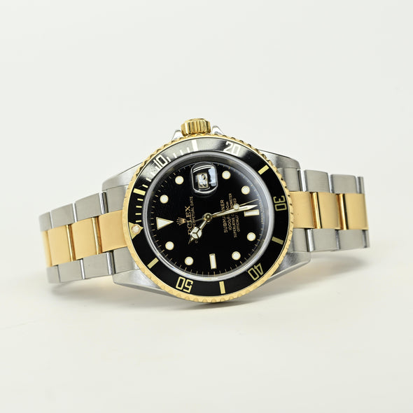 Rolex Submariner 16613 Stainless & Gold Black Dial Watch 2007