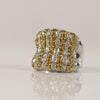 2.77ctw Yellow Sapphire & Diamond Concave Dome Fashion Ring in 18K White Gold