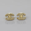 Chanel Pearl Gold Tone C Logo Stud Earrings