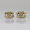 Chanel Pearl Gold Tone C Logo Stud Earrings