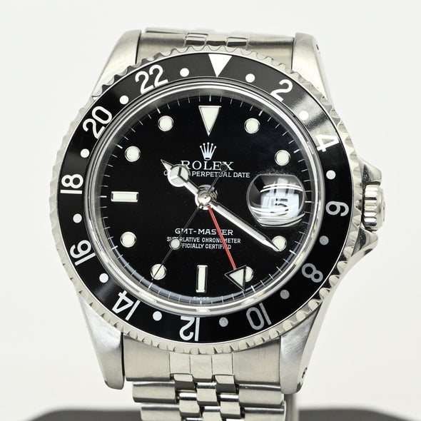 Rolex GMT Master 16700 Jubilee Black Dial Stainless Watch 1991