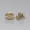 Chanel Pearl Gold Tone C Logo Stud Earrings