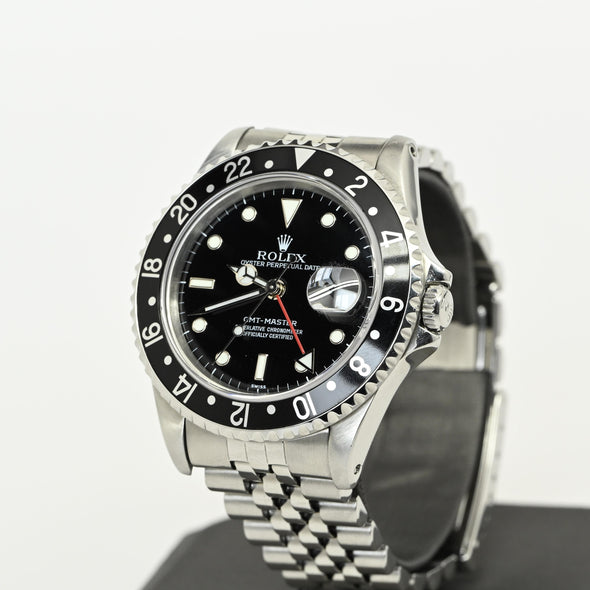 Rolex GMT Master 16700 Jubilee Black Dial Stainless Watch 1991