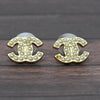 Chanel Pearl Gold Tone C Logo Stud Earrings