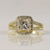 2.73ctw Princess Cut Diamond 18k Gold Split Shank Halo Engagement Ring GSI Cert.