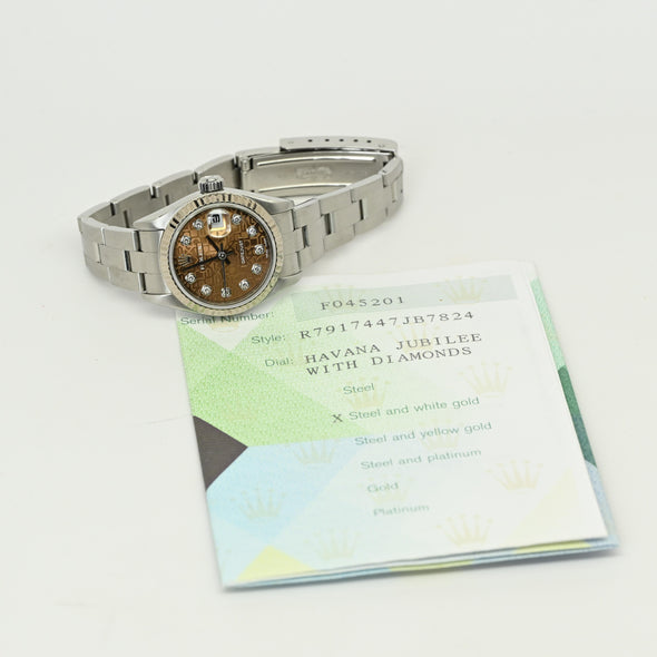 Rolex Datejust 79174 Havana Jubilee Diamond Dial Stainless Watch 2005 w Papers