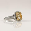 7.81ctw Natural Fancy Yellow Cushion Cut GIA Diamond in 18K White Gold Pave Ring