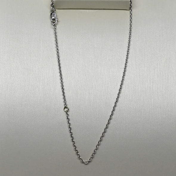 New Cable Link Chain Adjustable 16-18" 1.5mm 14K White Gold Necklace