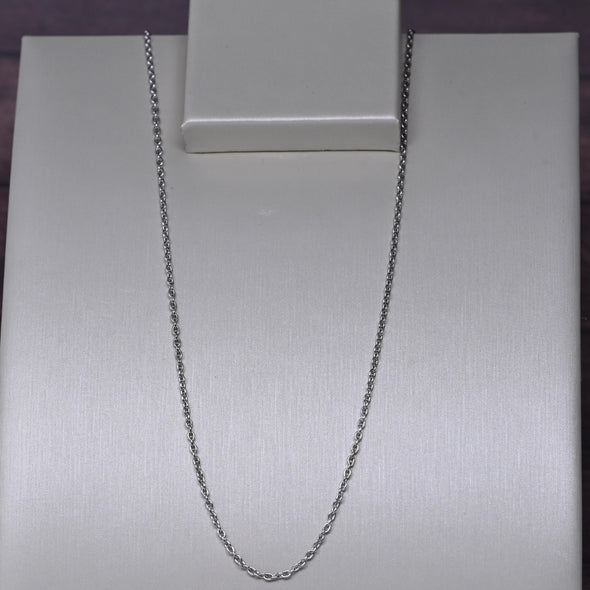 New Cable Link Chain Adjustable 16-18" 1.5mm 14K White Gold Necklace