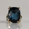 Approx. 40 Carat Blue Topaz Statement Ring with Sapphire and Diamond accents