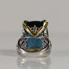 Approx. 40 Carat Blue Topaz Statement Ring with Sapphire and Diamond accents