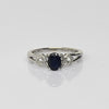 Blue Sapphire Oval & Diamond White Gold Ring