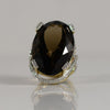 57 Carat Smokey Quartz Statement Ring 14K Gold w/ Diamond Accents