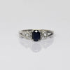 Blue Sapphire Oval & Diamond White Gold Ring