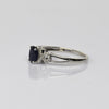 Blue Sapphire Oval & Diamond White Gold Ring