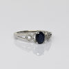 Blue Sapphire Oval & Diamond White Gold Ring