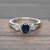 Blue Sapphire Oval & Diamond White Gold Ring