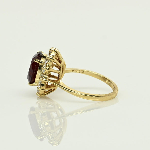 4.77ctw Ruby & Diamond Cluster 18K Yellow Gold Ring