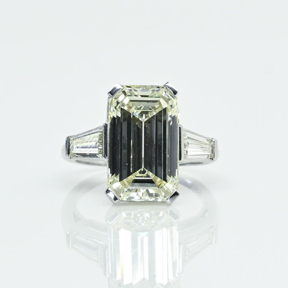 8.02ct Emerald Cut N VVS2 Natural Diamond in Platinum Engagement Ring