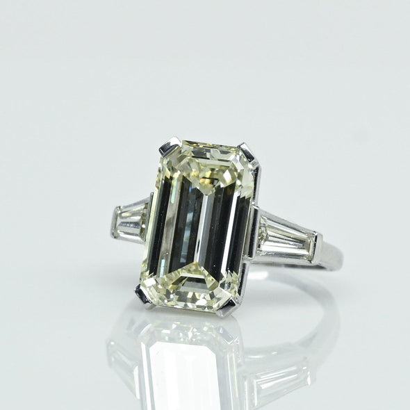 8.02ct Emerald Cut N VVS2 Natural Diamond in Platinum Engagement Ring
