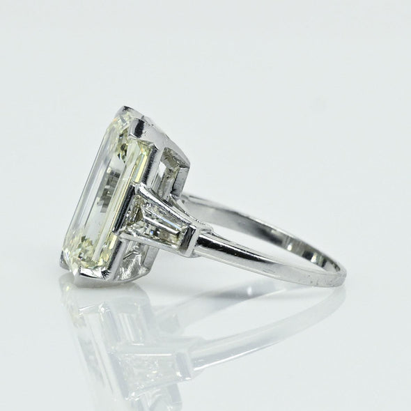 8.02ct Emerald Cut N VVS2 Natural Diamond in Platinum Engagement Ring