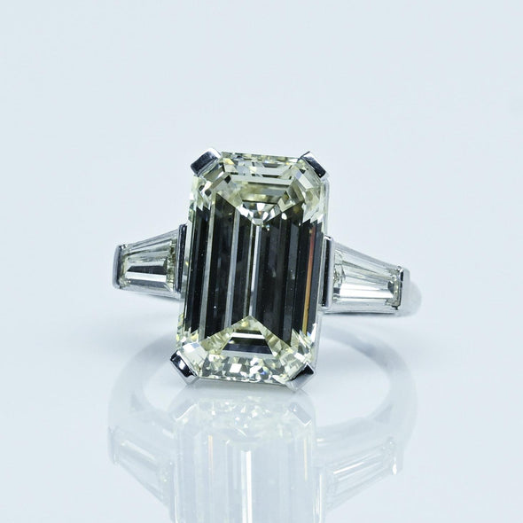 8.02ct Emerald Cut N VVS2 Natural Diamond in Platinum Engagement Ring