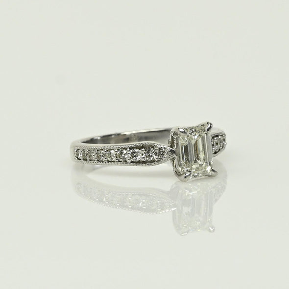 1.0ct Emerald Cut Diamond 14k White Gold Engagement Ring