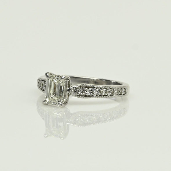1.0ct Emerald Cut Diamond 14k White Gold Engagement Ring