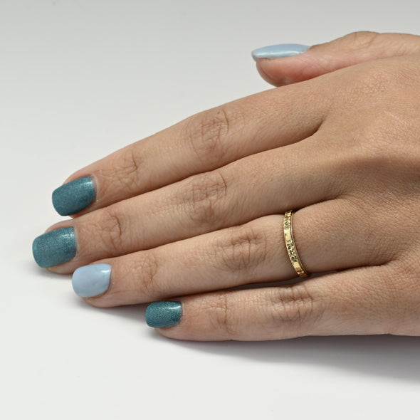 14K Yellow Gold Floral Wedding Band