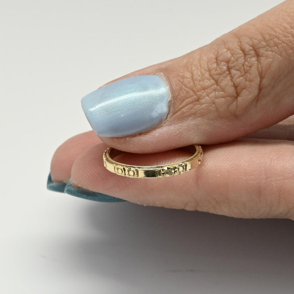 14K Yellow Gold Floral Wedding Band