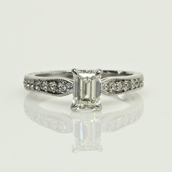 1.0ct Emerald Cut Diamond 14k White Gold Engagement Ring