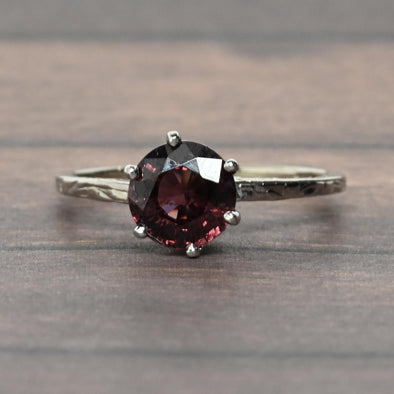 Vintage Pink Tourmaline Art Deco 14k White Gold Solitaire Ring