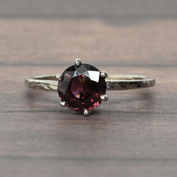 Vintage Pink Tourmaline Art Deco 14k White Gold Solitaire Ring