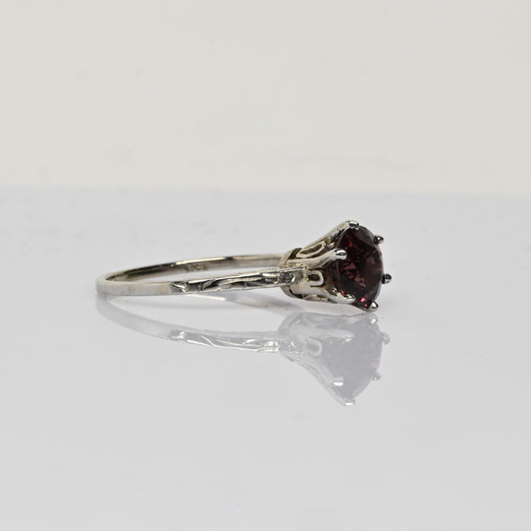 Vintage Pink Tourmaline Art Deco 14k White Gold Solitaire Ring