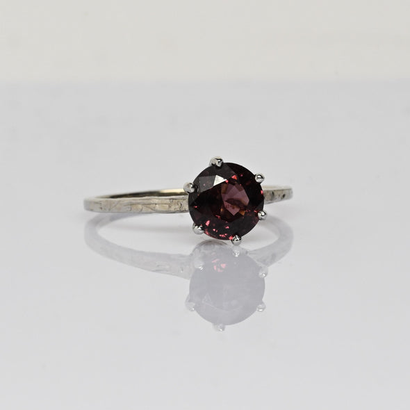 Vintage Pink Tourmaline Art Deco 14k White Gold Solitaire Ring
