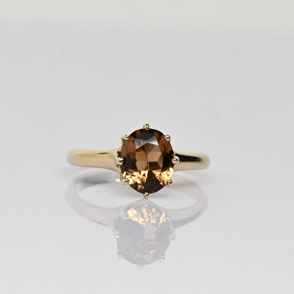 Vintage Golden Imperial Topaz Oval Solitaire Gold Ring