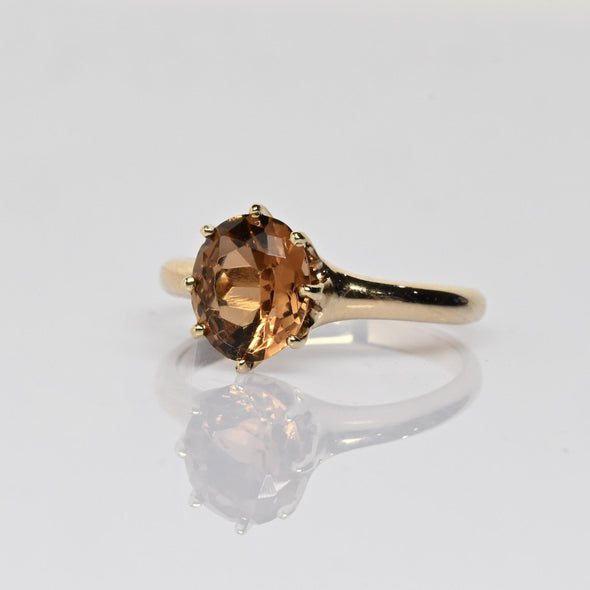 Vintage Golden Imperial Topaz Oval Solitaire Gold Ring