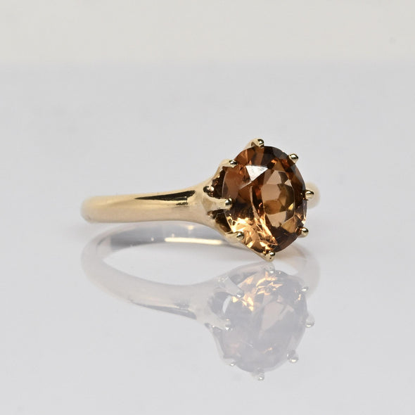 Vintage Golden Imperial Topaz Oval Solitaire Gold Ring