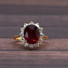 4.77ctw Ruby & Diamond Cluster 18K Yellow Gold Ring
