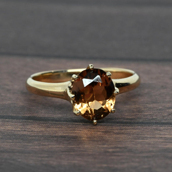 Vintage Golden Imperial Topaz Oval Solitaire Gold Ring