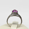 Art Deco Pink Filigree Solitaire White Gold Ring