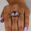 23ctw Kunzite Cushion and Diamond Baguette Ring in 14k White Gold