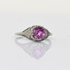 Art Deco Pink Filigree Solitaire White Gold Ring