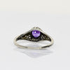 Art Deco Amethyst Bezel Set Filigree 18k White Gold Solitaire Ring