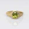 Peridot Oval Filigree 14k Gold Solitaire Ring