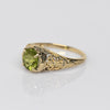 Peridot Oval Filigree 14k Gold Solitaire Ring